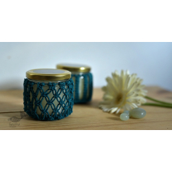 Once & Again ▣ Hand-Knotted Candle Jar ▣ Sapphire Blue (Two Design Options) 