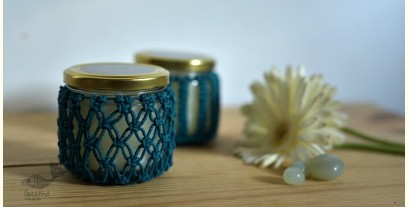 Once & Again ▣ Hand-Knotted Candle Jar ▣ Sapphire Blue (Two Design Options) 