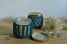 Once & Again ▣ Hand-Knotted Candle Jar ▣ Sapphire Blue (Two Design Options) 