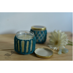 Once & Again ▣ Hand-Knotted Candle Jar ▣ Sapphire Blue (Two Design Options) 