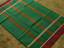 Iravati .  इरावती  ❅ Narayanpet Handloom Cotton Saree - Green with Red Border