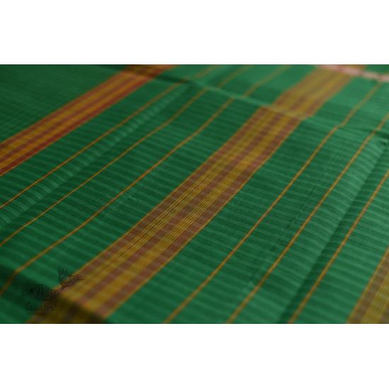 shop handloom narayanpet cotton saree with Big Border - Green with Red Border