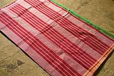 Iravati .  इरावती  ❅ Handwoven Narayanpet Pure Cotton Green Saree with Red Pallu