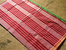 Iravati .  इरावती  ❅ Handwoven Narayanpet Pure Cotton Green Saree with Red Pallu