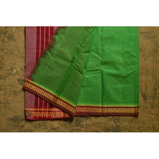 shop Handwoven narayanpet Pure Cotton green saree 