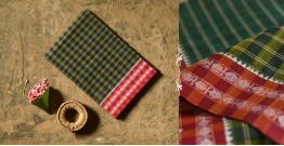 Iravati .  इरावती  ❅ Handloom Narayanpet Cotton Checks Green Saree