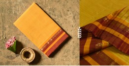 Iravati .  इरावती  ❅ Handloom Narayanpet Cotton Checks Saree - Yellow
