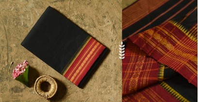 Iravati .  इरावती  ❅ Handwoven Narayanpet Cotton Black Saree