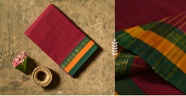 Iravati .  इरावती  ❅ Handwoven Narayanpet Cotton Checks Saree - Red