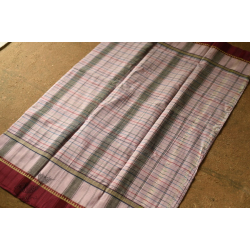 Iravati .  इरावती  - Narayanpet Handloom Cotton Checks Saree - Light Purple