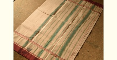 Iravati .  इरावती  - Narayanpet Beige Checks Saree - Handwoven Cotton