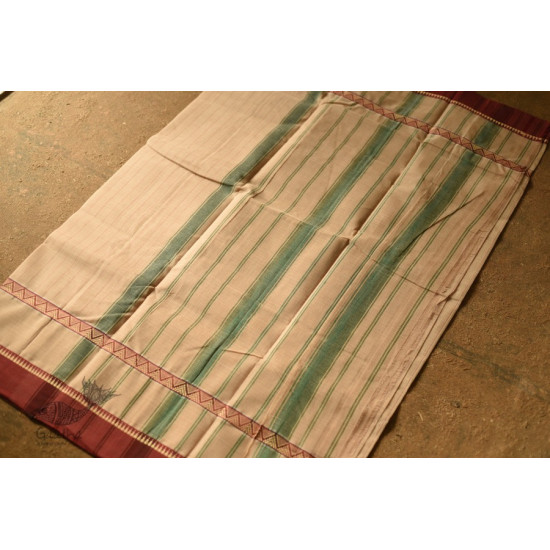 shop Narayanpet Beige Checks Saree - Handwoven Cotton