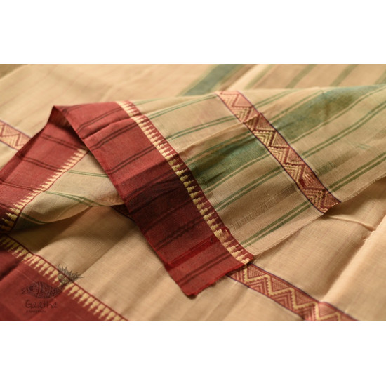 shop Narayanpet Beige Checks Saree - Handwoven Cotton