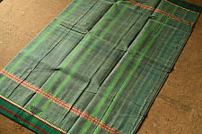 Iravati .  इरावती  - Narayanpet Handloom Cotton Bottle Green Checks Saree