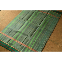 Iravati .  इरावती  - Narayanpet Handloom Cotton Bottle Green Checks Saree