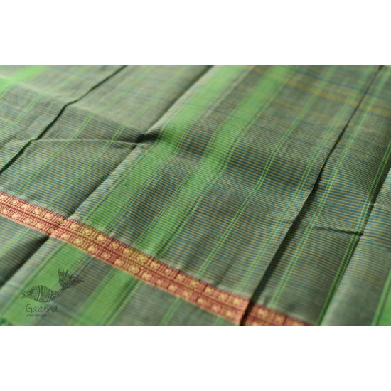 shop Narayanpet Handloom Cotton Bottle Green Checks Saree