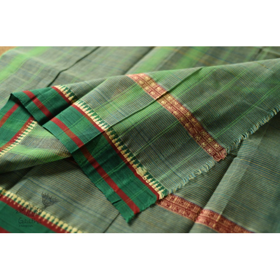 shop Narayanpet Handloom Cotton Bottle Green Checks Saree