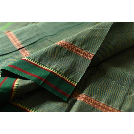 shop Narayanpet Handloom Cotton Bottle Green Checks Saree