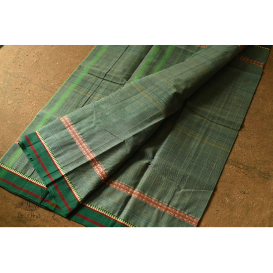 shop Narayanpet Handloom Cotton Bottle Green Checks Saree