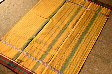 Iravati .  इरावती  - Narayanpet Handloom Cotton Yellow Saree With Red Border