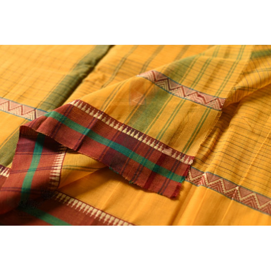 shop Narayanpet Handloom Cotton Yellow Saree With Red Border