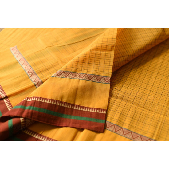 shop Narayanpet Handloom Cotton Yellow Saree With Red Border