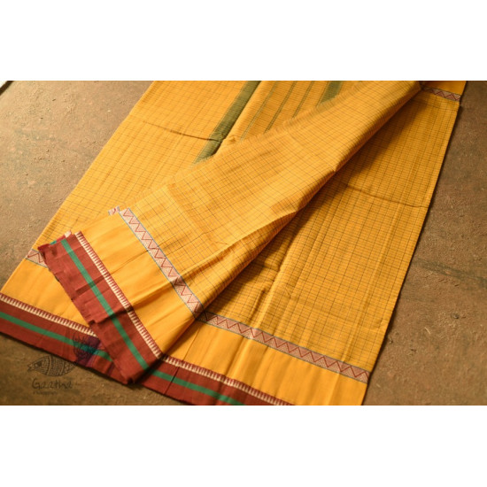 shop Narayanpet Handloom Cotton Yellow Saree With Red Border