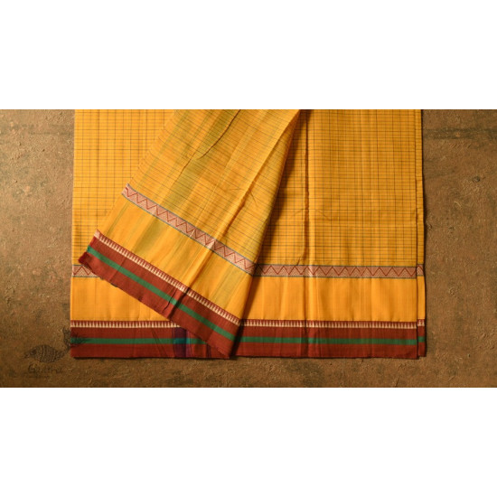 shop Narayanpet Handloom Cotton Yellow Saree With Red Border