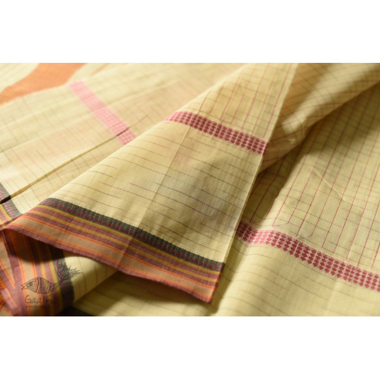 shop handloom narayanpet cotton saree - Light Yellow