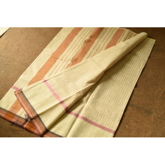 shop handloom narayanpet cotton saree - Light Yellow