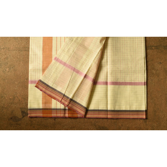 shop handloom narayanpet cotton saree - Light Yellow