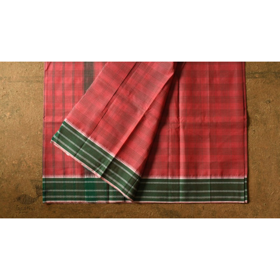 shop handloom narayanpet cotton Carrot Red Saree