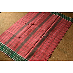 Iravati .  इरावती  - Narayanpet Handloom Cotton Carrot Red Saree 