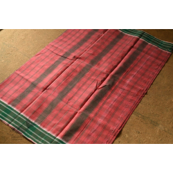 Iravati .  इरावती  - Narayanpet Handloom Cotton Carrot Red Saree 