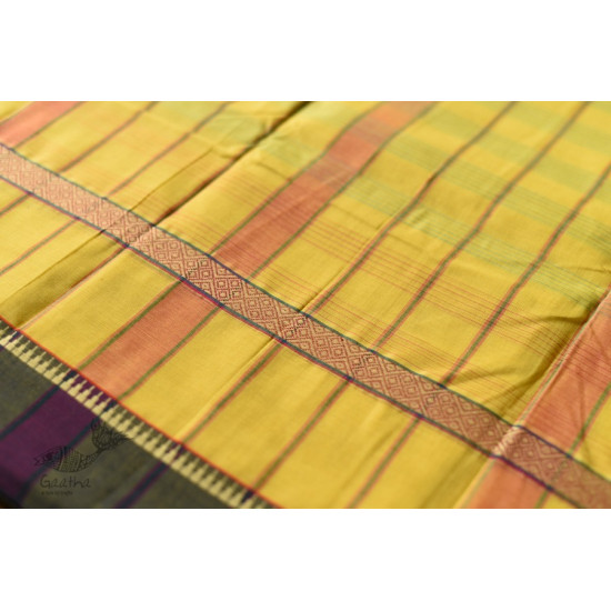 shop Narayanpet Handwoven Yellow Saree With Green Border