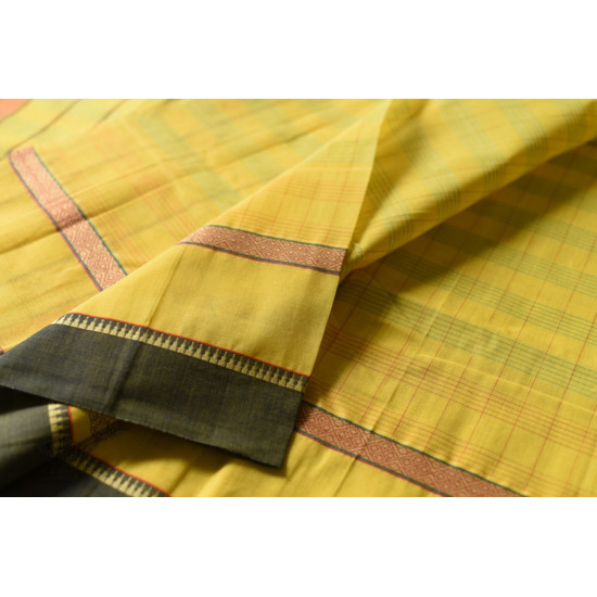 shop Narayanpet Handwoven Yellow Saree With Green Border