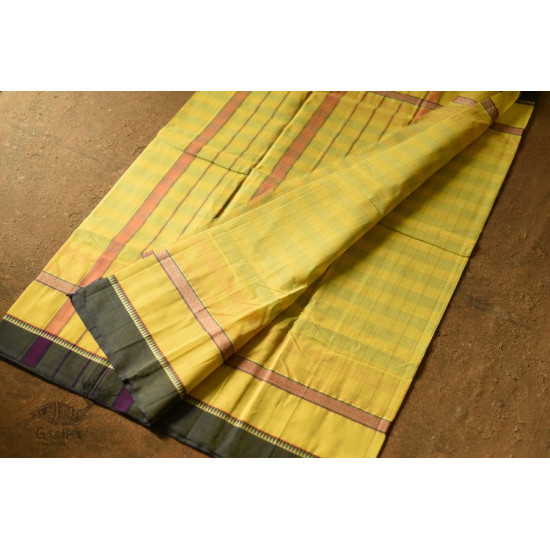 shop Narayanpet Handwoven Yellow Saree With Green Border