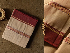 Iravati .  इरावती  - Narayanpet Beige Checks Saree - Handwoven Cotton