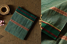 Iravati .  इरावती  - Narayanpet Handloom Cotton Bottle Green Checks Saree