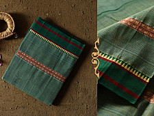 Iravati .  इरावती  - Narayanpet Handloom Cotton Bottle Green Checks Saree