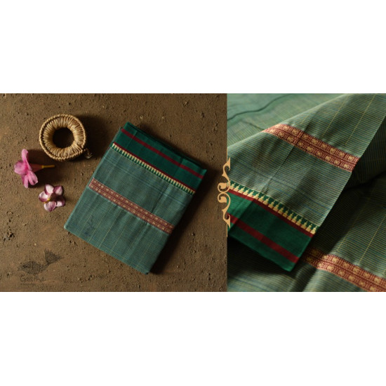 shop Narayanpet Handloom Cotton Bottle Green Checks Saree