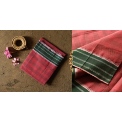 Iravati .  इरावती  - Narayanpet Handloom Cotton Carrot Red Saree 