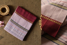 Iravati .  इरावती  - Narayanpet Handloom Cotton Checks Saree - Light Purple