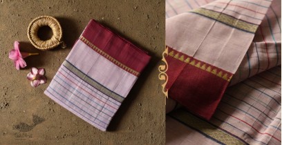 Iravati .  इरावती  - Narayanpet Handloom Cotton Checks Saree - Light Purple