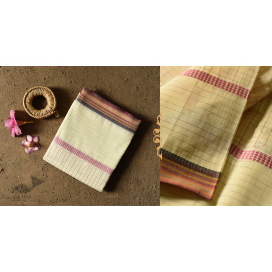 shop handloom narayanpet cotton saree - Light Yellow