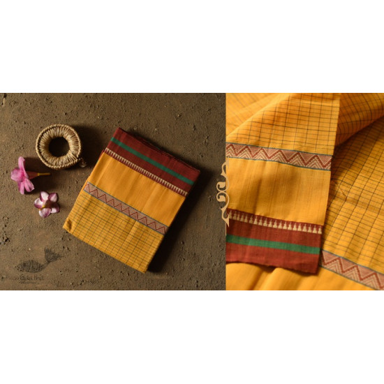 shop Narayanpet Handloom Cotton Yellow Saree With Red Border