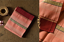 Iravati .  इरावती  - Narayanpet Handwoven Cotton Saree - Peach