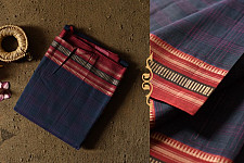 Iravati .  इरावती  - Narayanpet Handwoven Navy Blue Checks Saree