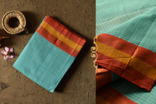 Iravati .  इरावती  - Narayanpet Sky Blue Saree - Handwoven Cotton