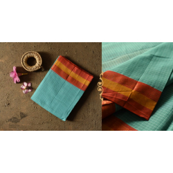 Iravati .  इरावती  - Narayanpet Sky Blue Saree - Handwoven Cotton